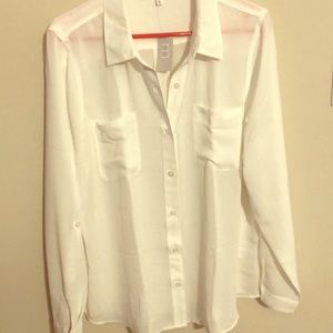 Maurices Button Up White Sheer XL Blouse NWT